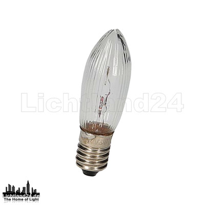 E10 - 24V Topkerze, 3W geriffelte Spitzkerze, Lichterkette, Schwibbogen 13x44mm