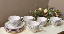 Johnson Brothers Summer Chintz Teacups and Saucers (5) Vintage Made in England