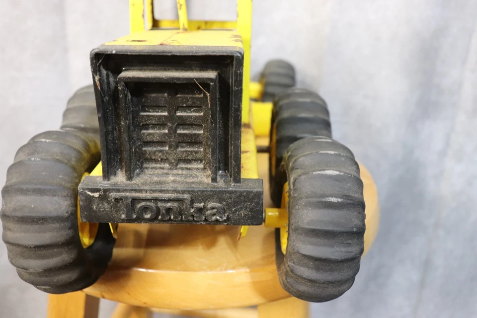 Vintage 1960's Tonka Yellow Metal Pressed Steel Road Grader Tractor AT-857 - Image 4 of 4