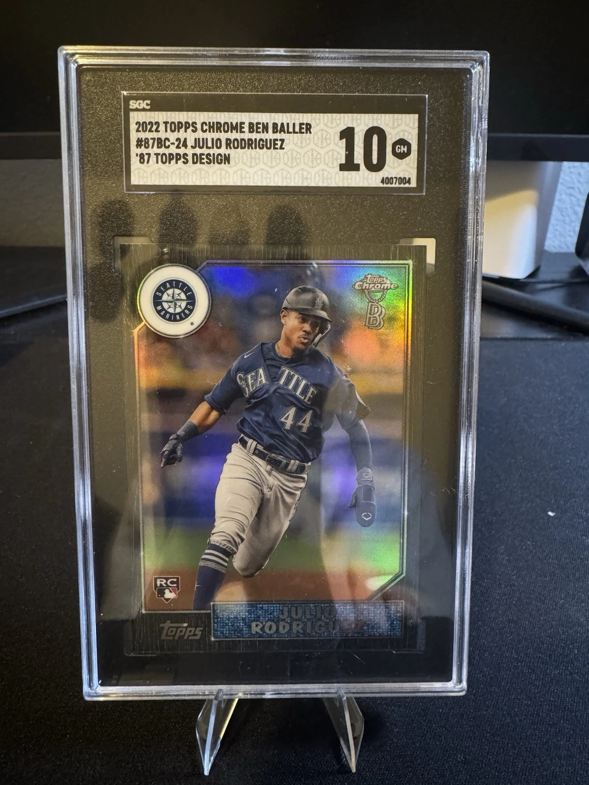 Deal for 2022 Topps Ben Baller Chrome Julio Rodriguez 1987 Topps SGC 10