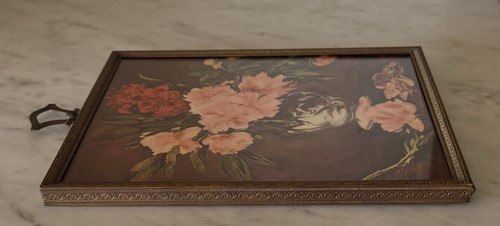 Impresión de arte floral vintage en marco de cobre grabado vintage con parte posterior de terciopelo - Imagen 12 de 17