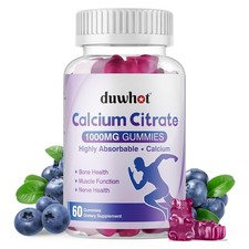 Calcium Citrate Gummies, Chewable Calcium Citrate 1000mg for Bone, Muscle Im...