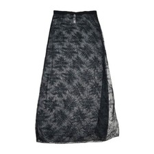 Auden Black Lace Half Slip Skirt Women M Sheer Floral Midi Stretch NWT