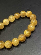 Natural Gold Rutilated Quartz   Beads Wealthy Bracelet  AAAAA