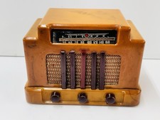 VTG ADDISON 5 COURTHOUSE CATALIN DECO RADIO IN BUTTERSCOTCH SWIRL & MAROON
