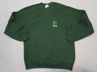 Vintage Ireland Sweater Mens Large Green St Paddys Day Shamrock Crewneck 90s