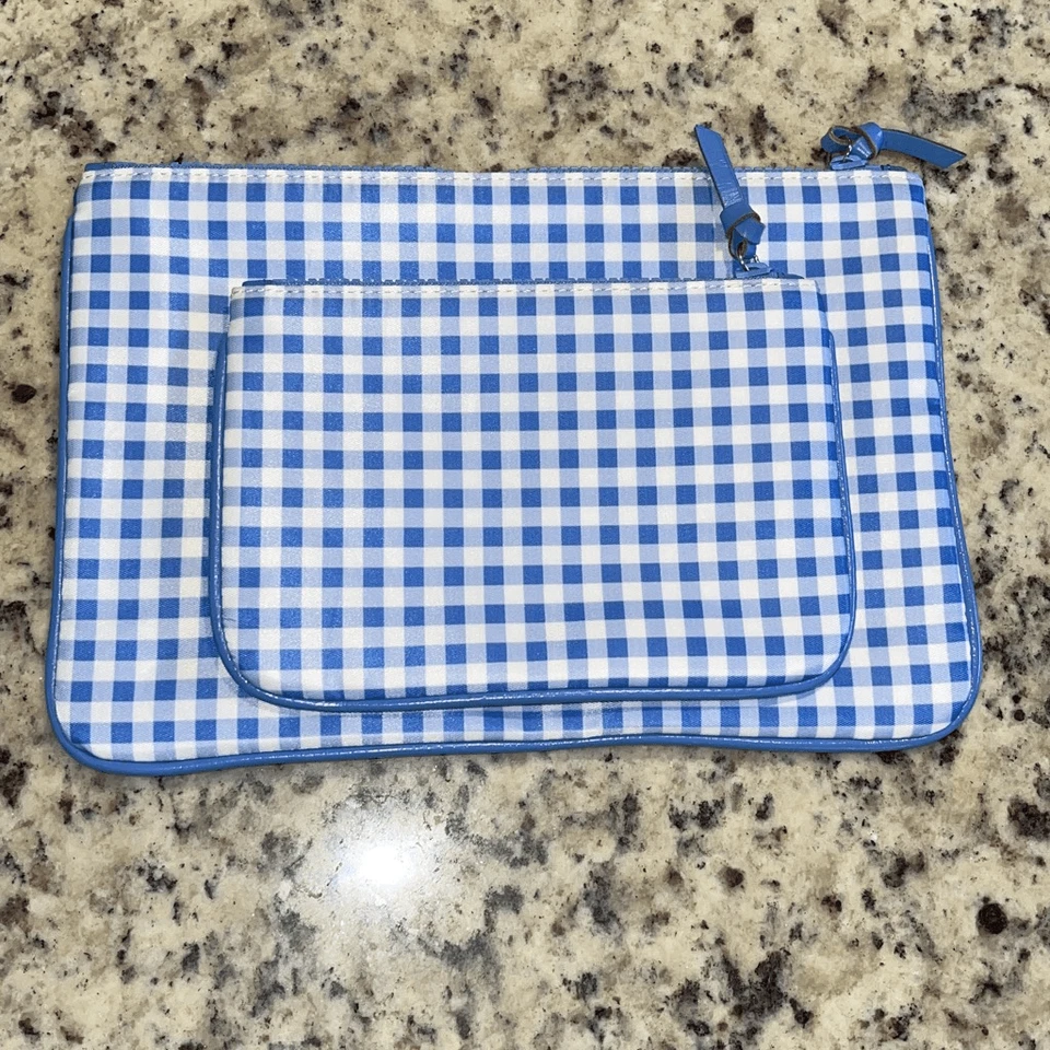 Vineyard Vines Juego de 2 bolsos cuadrados de guinga para mujer azul blanco Foto 3 de 4