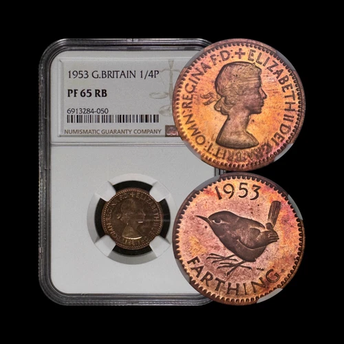 GREAT BRITAIN. 1953, Farthing - NGC PF65 - Eurasian Wren, Troglodyte RARE 050