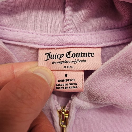 Juicy Couture Hoodie Kids Size 5 Pink Velour Hooded Full Zip - Picture 5 of 9