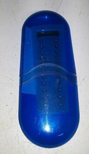 Vintage blauer Pillendosenrechner, Nerd, unbekannter Hersteller, funktioniert - Bild 1 von 2