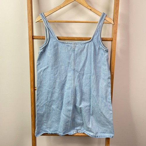 Zara Mini Dress Womens Medium Blue Light Wash Denim Sleeveless Square Neck Party - Picture 5 of 9
