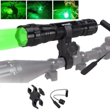 Hunting Green Light LED Flashlight Torch 500Yards 20mm Rail/Scope Mount