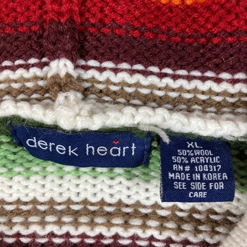 Vintage Y2K Wool Blend Derek Heart Wool Blend Rainbow Stripe Sweater Girls XL - Picture 3 of 8