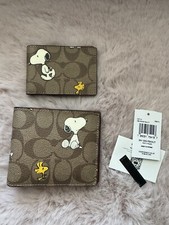 Coach Peanuts 3 In 1 Wallet In Signature Canvas With Snoopy Woodstock Print NWT