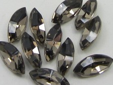 12pcs. 10x5mm GREIGE NAVETTE FOILED POINTED BACK European Rhinestones