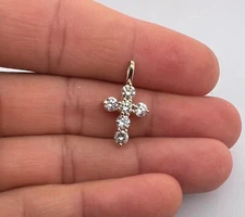 1.00ctw Round Lab Grown Diamond Religious Cross Charm Pendant 14K Yellow Gold