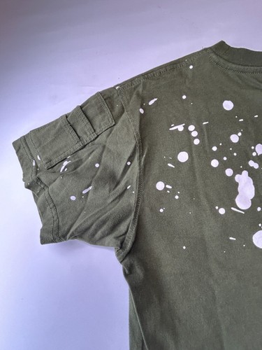 Bleecker & Mercer Size Medium Green Military Patchwork Blotched Tee Shirt - Picture 15 of 16