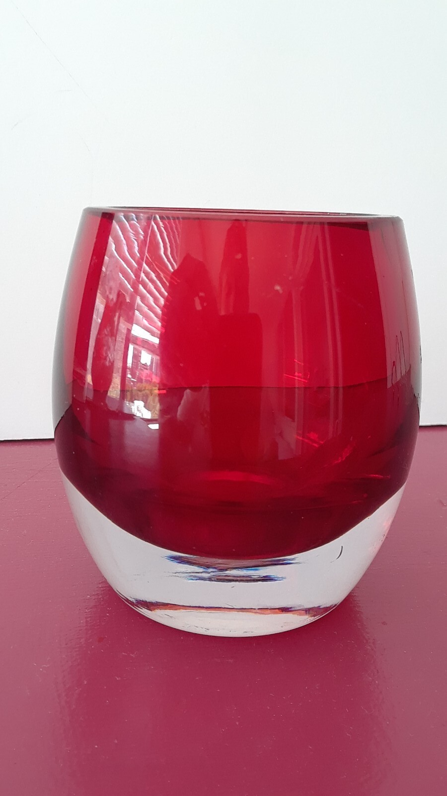 red glass tea light holder