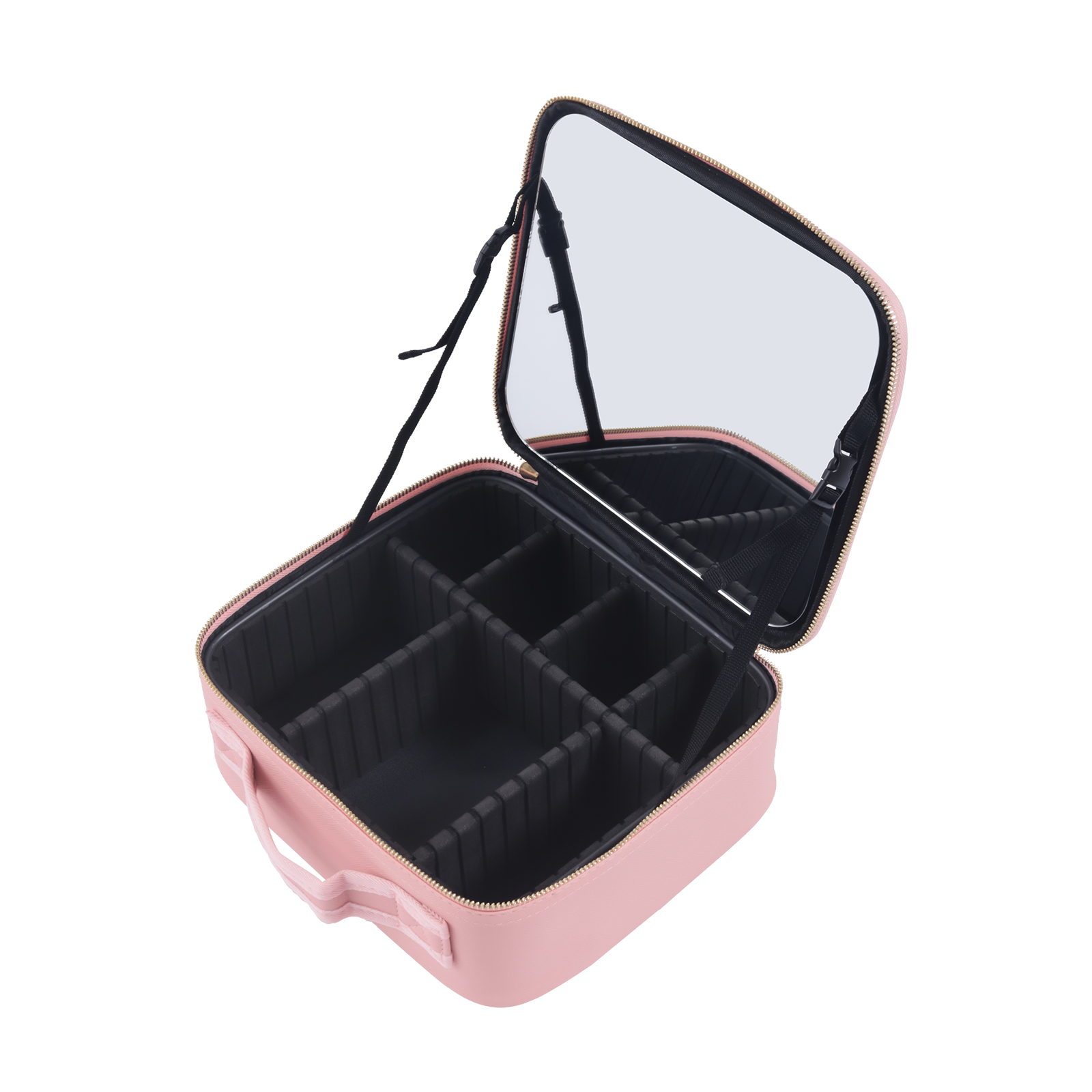 Make up Travel Cosmetic Bag With Mirror Makeup Box Vanity Case Beauty