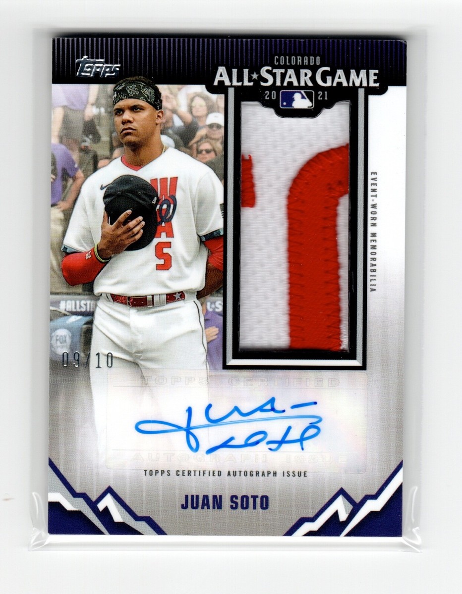 Juan Soto 2021 Topps Update ALL-STAR Jumbo Letter Patch Auto Juan Soto 2021 Topps Update ALL-STAR Jumbo Letter Patch Auto