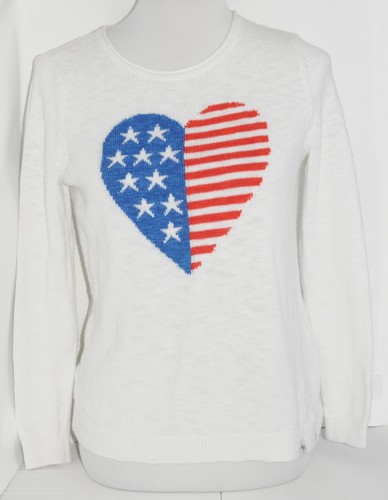 Abercrombie & Fitch Sweater Girl Kids Size Large White Flag Long Sleeve Crochet - Picture 11 of 12