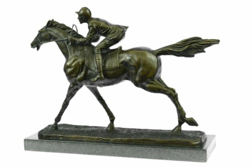 JINETE DE BRONCE DELAWARE PARQUE CARRERAS DE CABALLOS ECUESTRE BRONCE EN MÁRMOL CABALLO DE CARRERAS - Imagen 4 de 9