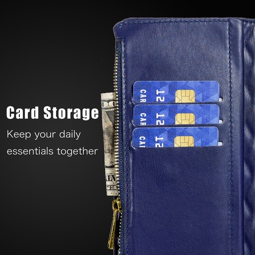 For iPhone 16 15 14 13 12 11 Pro Max XR 8 Flip Leather Zipper Wallet Case Cover - Picture 18 of 54