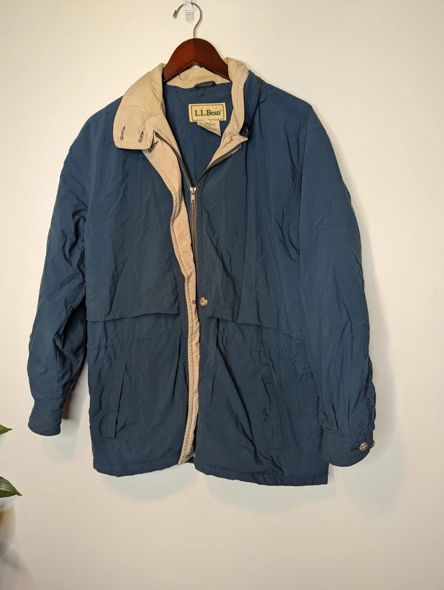 L.L. Bean RN71341 Light Rain Jacket Wind Breaker Cream Blue Size