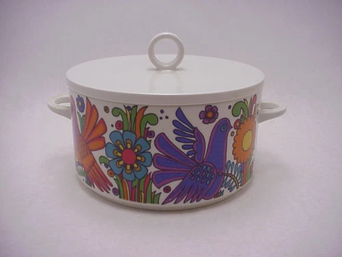 Vintage Villeroy & Boch Acapulco  Round Casserole Dish W/ Handles & Lid 4 " Deep