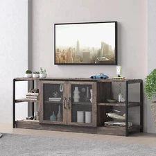 Farmhouse TV Stand for 65'' TV Entertainment Center with Storage & 2 Mesh Door