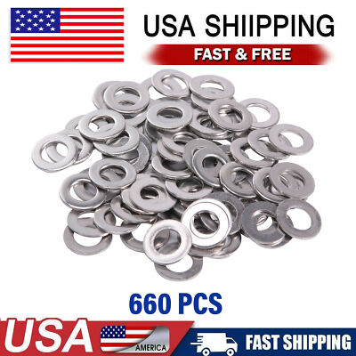 #ad 660 PCS Stainless Steel Flat Ring Plastic Washer Gaskets M3 M4 M5 M6 M8 M10 $7.52