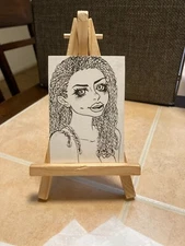 ACEO Original Mixed Media Painting Art Card ATC Pinup girl #723