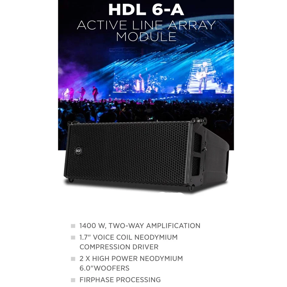RCF HDL 6-A ACTIVE 1400W 6" Speaker + RCF MED-PCB-SJ14-8FT Adapter Cable - Image 3 of 4