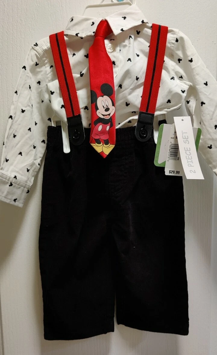 Disney Mickey Mouse Outfit with Suspenders and TieNew With Tags 6months
