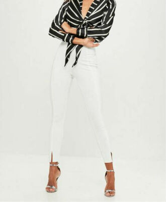 MISSGUIDED SKINNY FIT CIGARETTE TROSERS IN WHITE (M70