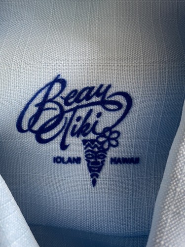 Vintage Beau Tiki Iolani Light Blue Aloha Hawaii Wedding Shirt Lace Men L NWT - Picture 11 of 11