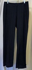Fabulous Classiques Entier Black Pinstripe Cuffed Dress Pants Size 8 EUC