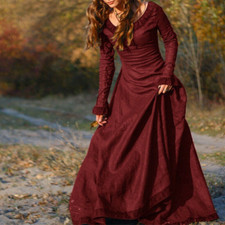 Medieval Cosplay Renaissance Women Long Dress Gown Victorian Costume Retro New