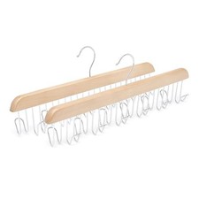 Basics Lot de 2 cintres en bois pour ceintures, 40x15.5x5.6cm, Naturel