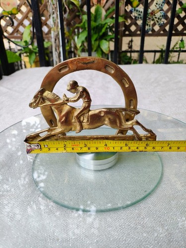 Brass Hermes Style Jockey on Horse Desk Letter Holder - Picture 2 of 5