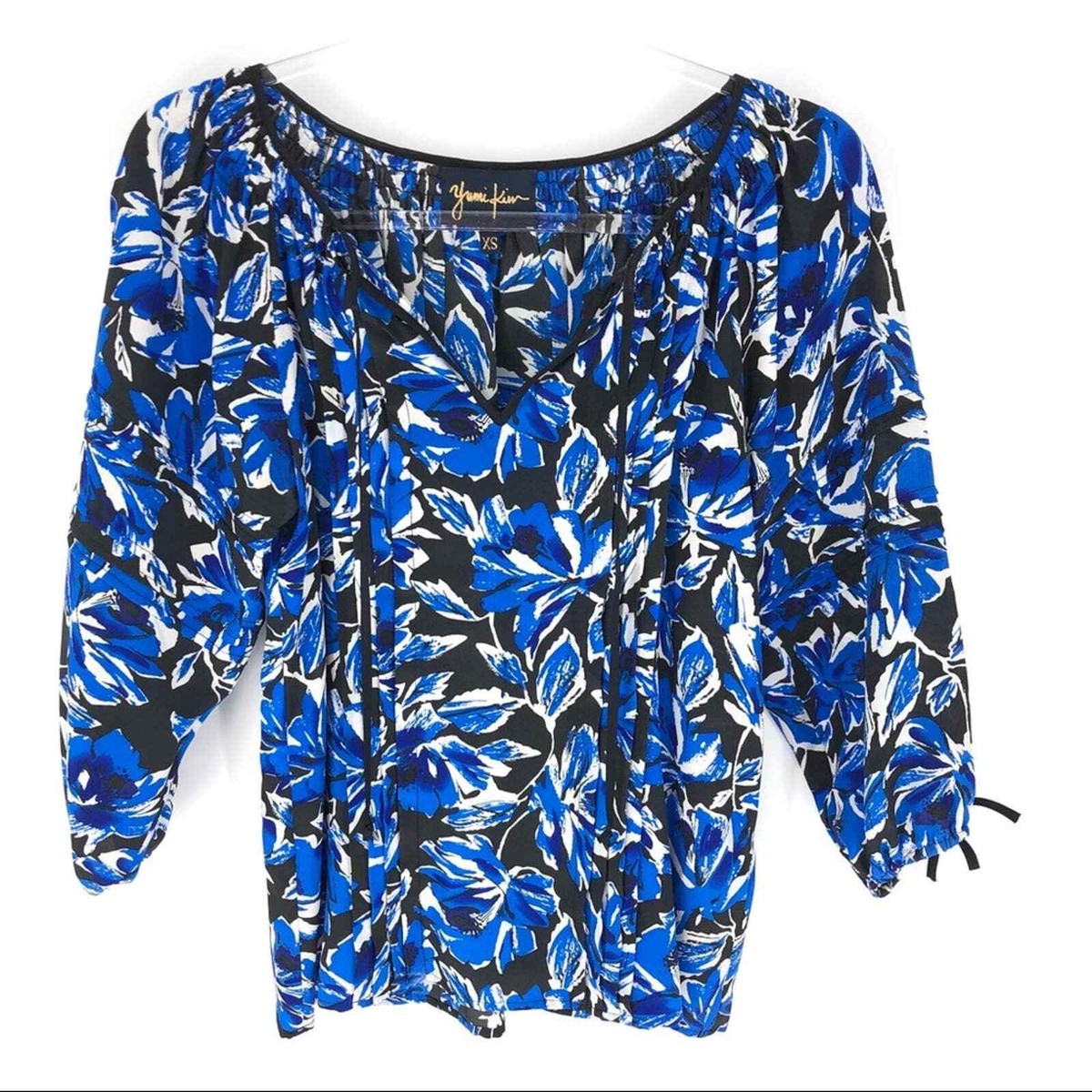 Yumi Kim Floral Top Blue Black Size XS | eBay