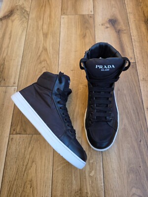 PRADA LEATHER HIGH TOP TRAINERS SIZE 41 EU, US, UK