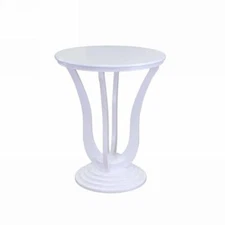 Homecraft Furniture End Table White Chic Wood Round Top Pedestal Design Cottage