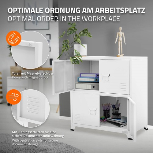 Archivador de oficina armario de metal blanco con 2 compartimentos 75x40x80,5cm - Imagen 4 de 9