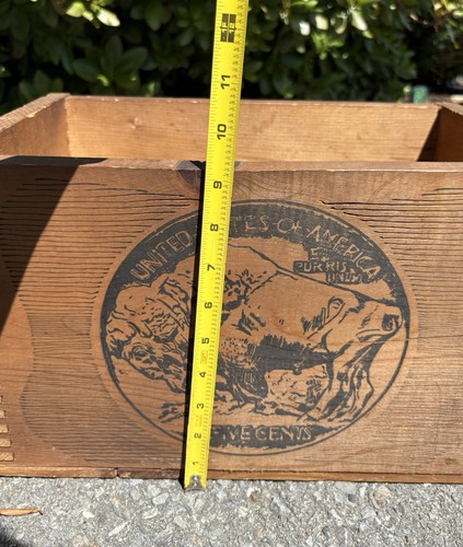 Antique 1913 US Government Denver Mint Buffalo Nickel Wooden Shipping Box Crate - Picture 16 of 20