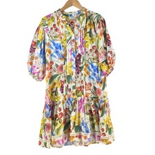 Sussan Shirt Dress Womens 6 Multicolour Floral V Neck 3/4 Sleeve Knee 135615