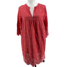 Gap Eyelet Embroidered Dress Womens Medium Coral Pink Cottagecore Boho Coastal