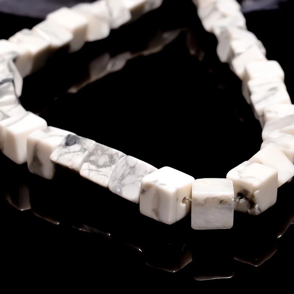 Cuentas lisas con forma de caja de piedras preciosas de howlita 100 % naturales hilo de 5-6 mm 8" UGB-447 Foto 3 de 3