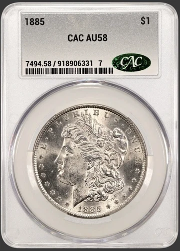 1885 MORGAN "CAC AU58" - LUSTER/ BREAST FEATHERS & WINGS BEAUTIFUL COIN, WOW!💥✅