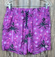 Greyson Palma Torch Swim Trunks Board Shorts Flamingo Tropical Floral Mens M EUC